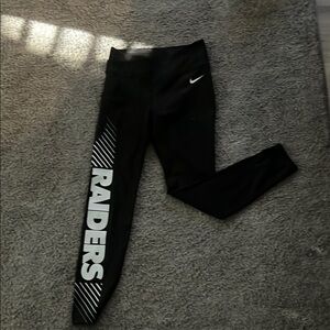 Nike Kids Black Leggings with Raiders Print